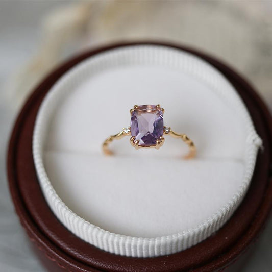 Fashionable Simple Lavender Anti-Amethyst Ring for Women
