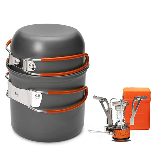 3-Piece Backpacking Cooking Set with Mini Stove