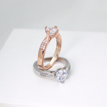 Travel Four-Prong Ring, Diamond Ring, Zircon Ring