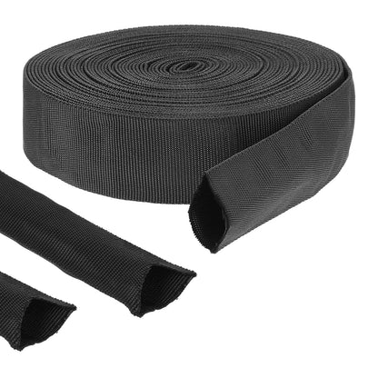 33 FT Nylon Hydraulic Hose Protector Sleeve Black (1.5 Inch ID)