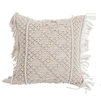 Hand-woven Pillow with Braid Rope Tassel Design